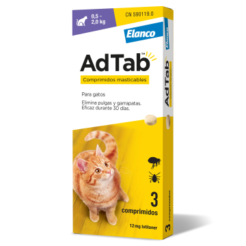 AdTab 12Mg Comp. Masticables Gatos 0,5-2Kg, 3Cpd
