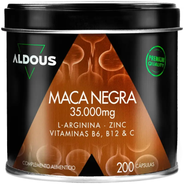 Aldous Bio Maca Negra Peruana Complex Arginina, Zinc, Vitamina C, B12 Y B6 , 200capsulas