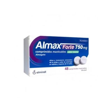 Almax forte 750 Mg Sabor Menta, 48 comprimidos