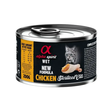 Alpha Spirit Feline Esterilizado Pollo Lata Caja 6X200Gr