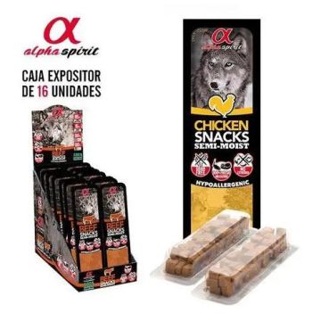 Alpha Spirit Canine Snack Pollo Caja 16X35Gr, snack para perros