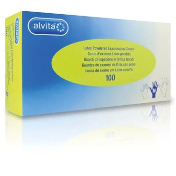Alvita Guantes De Examen Látex Con Polvo Talla M , 100uds