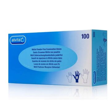 Alvita Guantes De Examen Nitrilo Sin Polvo Talla L, 100uds