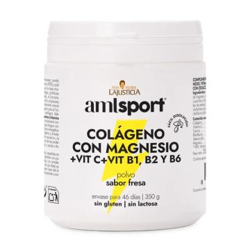 Amlsport Colageno Con Magnesio + Vit.C + Vit.B1.B2.B6 Sabor Fresa Polvo , 350 gr