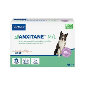 Virbac Anxitane M/L, 30 Comprimidos Relajantes Para Perros +10Kg