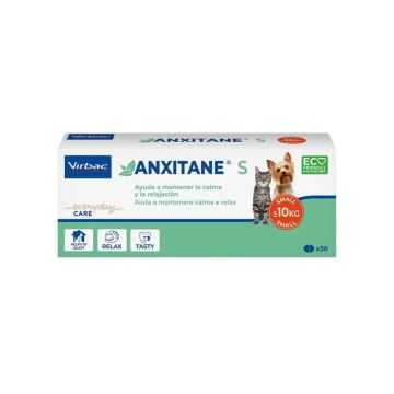 Virbac Anxitane S, 30 Comprimidos Relajantes Para Gatos y Perros 0 - 10kg
