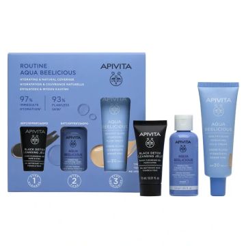 Apivita Aqua Beelicious Crema Fluida Iluminadora Hidrantante Spf30 Color + BlackDetox 15Ml + Tónico Perfeccionador 50Ml