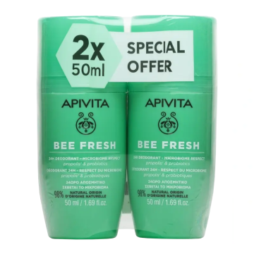 Apivita Bee Fresh Desodorante 24H, 2X50Ml