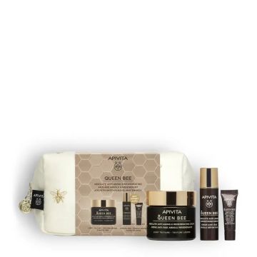 Apivita Cofre - Queen Bee Crema Textura Ligera + Sérum 10Ml + Contorno De Ojos2Ml, 3 unidades