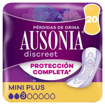 Ausonia Discreet Compresas Para Pérdidas De Orina Para Mujer Mini Plus, 20Unidades