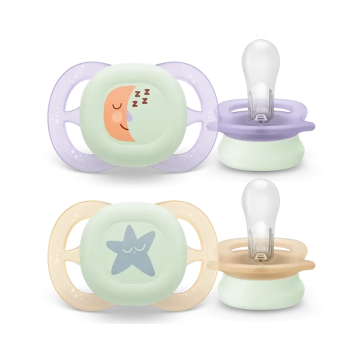 Avent Chupete 2 Chupetes Ultra Start Nocturno 0-2M Niña, 2 Unidades