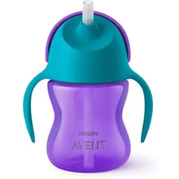 Avent Vaso Aprendizaje con Pajita y Asas 210 ml +6 Meses Color Morado Scf796/01