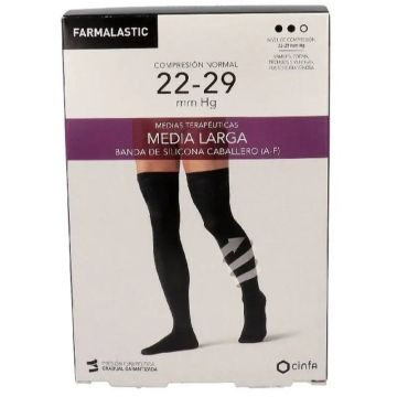 Farmalastic Media Larga Caballero Compresión Normal Negro, Talla Grande