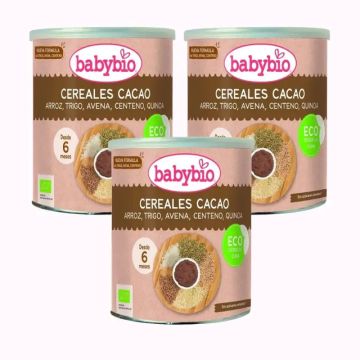 Babybio Cereales Cacao & Quinoa, Pack 3 x 220 gr