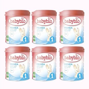 Babybio Primea 1 Leche de Vaca Lactantes 0-6 Meses, Pack 6 x 800 gr