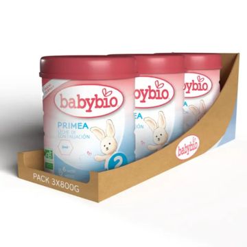 Babybio Primea 2 Leche de Vaca Continuacion 6-12Meses, Pack 3 x 800 gr
