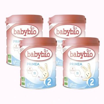 Babybio Primea 2 Leche de Vaca Continuacion 6-12Meses, Pack 4 x 800 gr