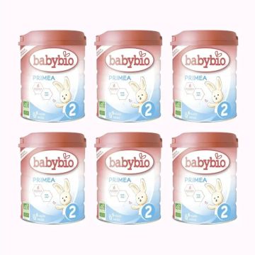 Babybio Primea 2 Leche de Vaca Continuacion 6-12Meses, Pack 6 x 800 gr
