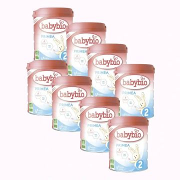 Babybio Primea 2 Leche de Vaca Continuacion 6-12Meses, Pack 8 x 800 gr
