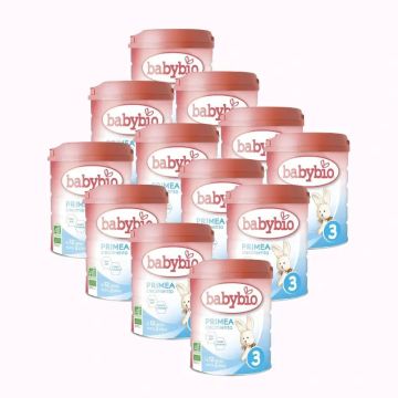 Babybio Primea 3 Leche de Vaca Crecimiento 12-36 Meses, Pack 12 x 800 gr