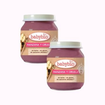 Babybio Manzana Ciruela, Pack 2 x Ciruela, 130g