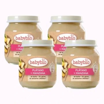 Babybio Manzana Platano, Pack 4 x 130 gr
