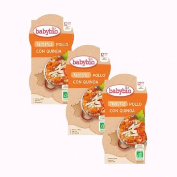 Babybio Menu de Dia Trocitos Pollo Quinoa, Pack 3 x 2X200 gr