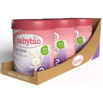 Babybio Optima 2 Leche de Vaca 6-12 Meses, Pack 3 x 800 gr