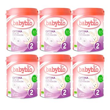 Babybio Optima 2 Leche de Vaca 6-12 Meses, Pack 6 x 800 gr