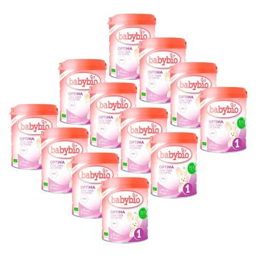 Babybio Optima 1 Leche de Vaca 0-6 Meses, Pack 12 x 800 gr