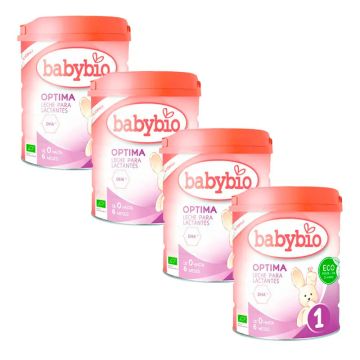 Babybio Optima 1 Leche de Vaca 0-6 Meses, Pack 4 x 800 gr