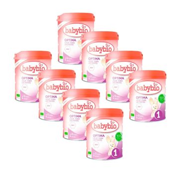 Babybio Optima 1 Leche de Vaca 0-6 Meses, Pack 8 x 800 gr