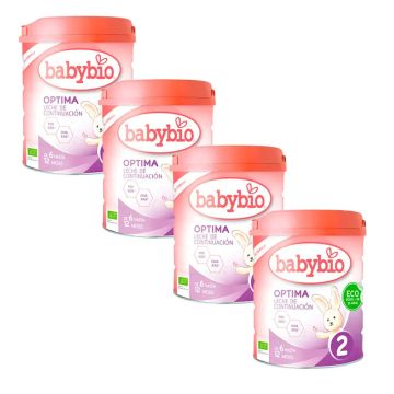 Babybio Optima 2 Leche de Vaca 6-12 Meses, Pack 4 x 800 gr