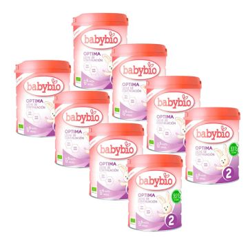 Babybio Optima 2 Leche de Vaca 6-12 Meses, Pack 8 x 800 gr