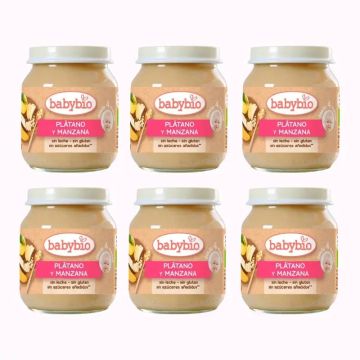 Babybio Plátano y Manzana, Pack 6 x 130 gr