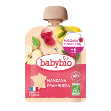 Babybio Pouche Manzana Frambuesa , 90 gr