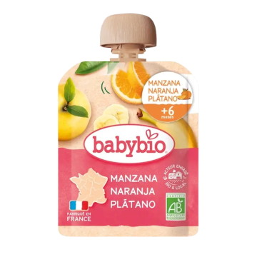 Babybio Pouche Manzana Naranja Plátano Bio , 90 gr