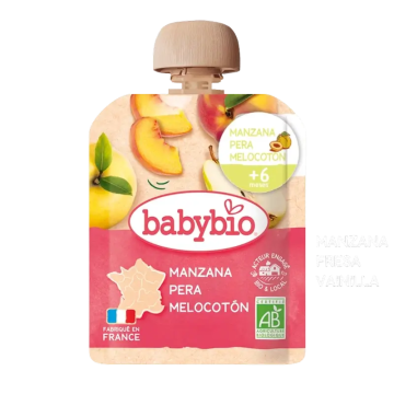 Babybio Pouche Manzana, Pera Y Melocotón , 90 gr