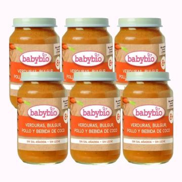 Babybio Verduras Bulgur Pollo Y Bebida De Coco, Pack 6 x 200 gr
