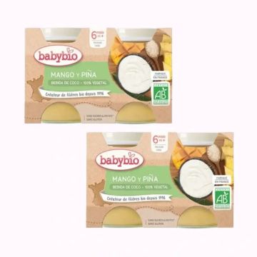 Babybio Yogur Coco Mango Piña, Pack 2 x 2X130 gr