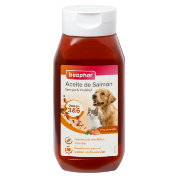 Beaphar Aceite de Salmon Perro y Gato 425 ml, comida húmeda para perros