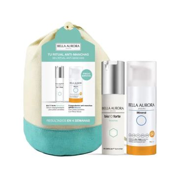 Bella Aurora Anti-Manchas Pack Bio10 Forte Sensitive + Fotoprotector Mineral +Neceser De Regalo, 30 + 50 ml