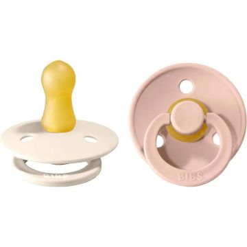 BIBS 2 Chupetes Colour Round Blush/Ivory 0/6 Meses