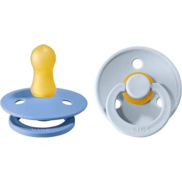 BIBS 2 Chupetes Colour Round Sky Blue/Baby Blue 0/6 Meses