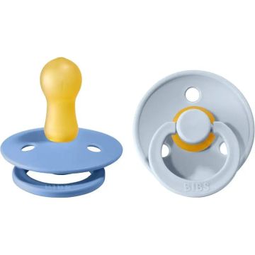 BIBS 2 Chupetes Colour Round Sky Blue/Baby Blue 6/18 Meses