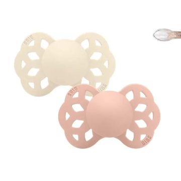 BIBS 2 Chupetes Infinity Simétrica Ivory/Blush 0/6 Meses