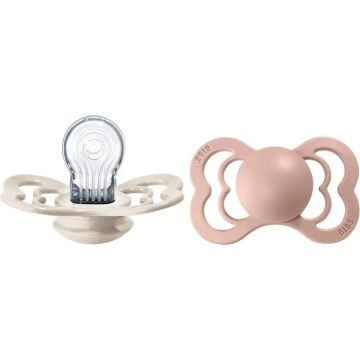 BIBS 2 Chupetes Supreme Ivory/Dusky Blush Silicona 6/18 Meses