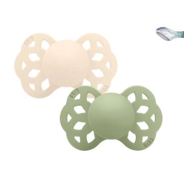 Bibs 2 Chupetes Infinity Anatómica Ivory/Sage 6-18 M