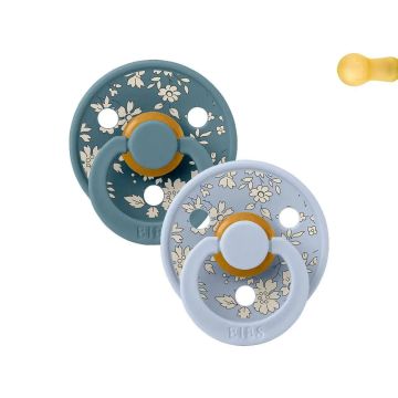 Bibs Liberty 2 Chupetes Colour Round Capel Dusty Blue Mix 6-18 M