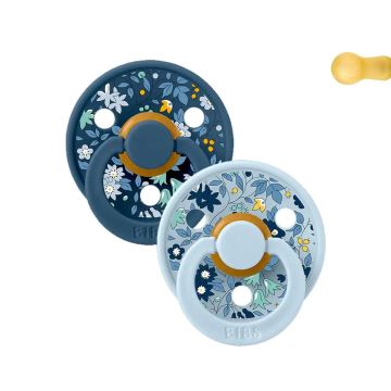 Bibs Liberty 2 Chupetes Colour Round Chamomile Lawn Baby Blue Mix 6-18 M